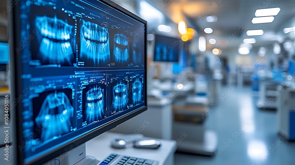 Fototapeta premium Dental imaging analysis clinic medical technology modern environment close-up health