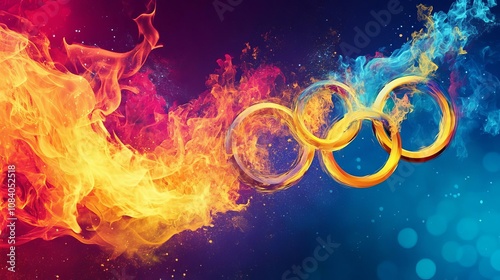 Dynamic Olympic Flame Art Representing Unity and Spirit in Sports
