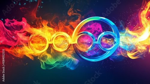 Vibrant Abstract Design with Colorful Flames and Dynamic Shapes for Creative Projects