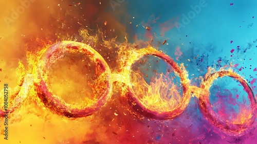 Explosive Fusion of Color and Fire: A Dynamic Art Experience