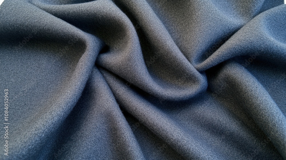 Fototapeta premium Soft Textured Dark Blue Fabric Close-Up Featuring Elegant Drapery and Smooth Appearance Ideal for Fashion, Decoration, or Textile Design Projects