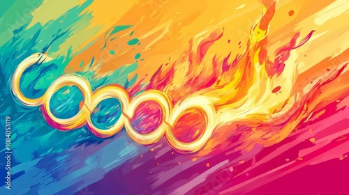 Dynamic and Vibrant Olympic Flame Design Symbolizing the Spirit of Sports