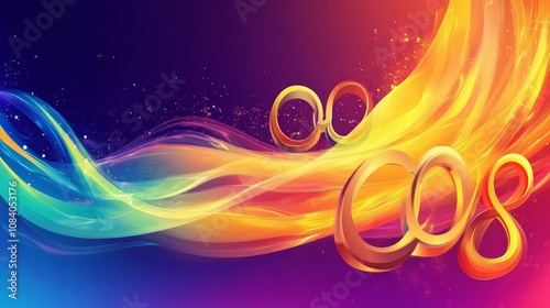 Dynamic Colorful Waves: Vibrant Abstract Graphic Art for Modern Designs