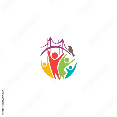 People  bridge vector logo design
