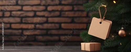 A festive scene of a Christmas tree with gifts and twinkling lights.