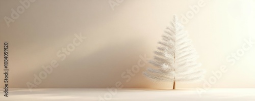 A minimalistic white tree in a serene setting, perfect for modern decor and seasonal themes.