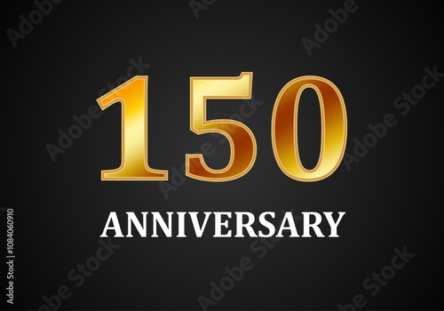 Aniversario de 150 años en letras doradas sobre fondo negro
