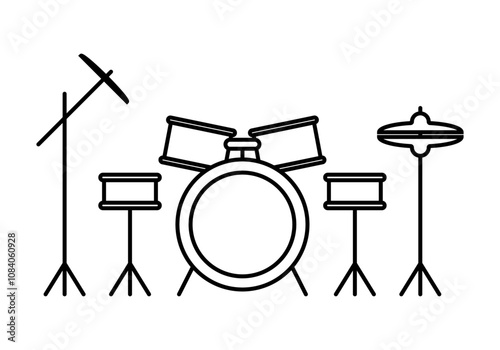 Icono negro de batería de banda musical