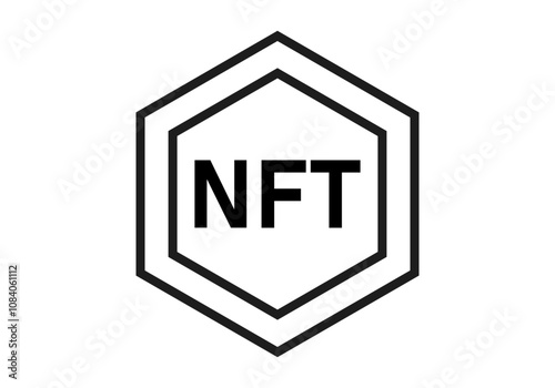 Icono negro de NFT en un hexágono 