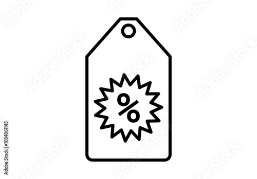 Icono negro de etiqueta de precio con porcentaje de oferta o descuento