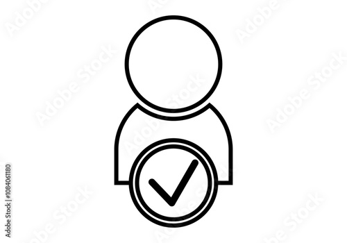 Icono negro de avatar de red social con tic de confirmar
