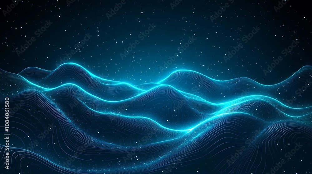 Obraz premium Abstract background with blue lines and waves