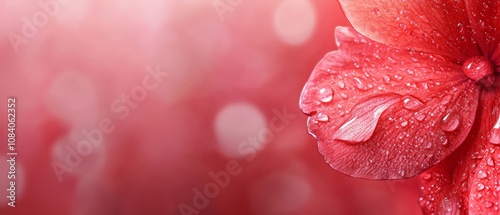 A red flower with water droplets on it