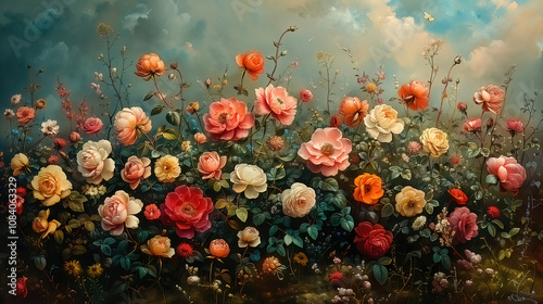 Flowers background with mul...