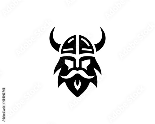 Viking Head Logo Design Icon Symbol Vector Template. Silhouette Nordic warrior symbol.