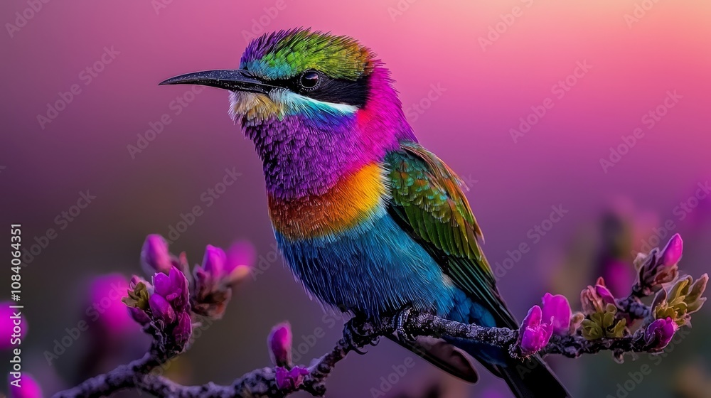 Fototapeta premium A colorful bird sitting on top of a tree branch