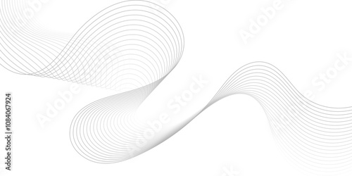 Gray wave curve lines abstract background with flowing particles. Digital energy waves technology concept. Modern backdrop design for business, presentation, banner.