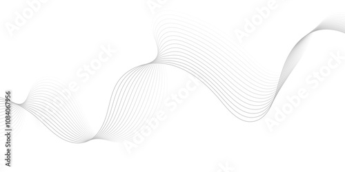 Gray wave curve lines abstract background with flowing particles. Digital energy waves technology concept. Modern backdrop design for business, presentation, banner.