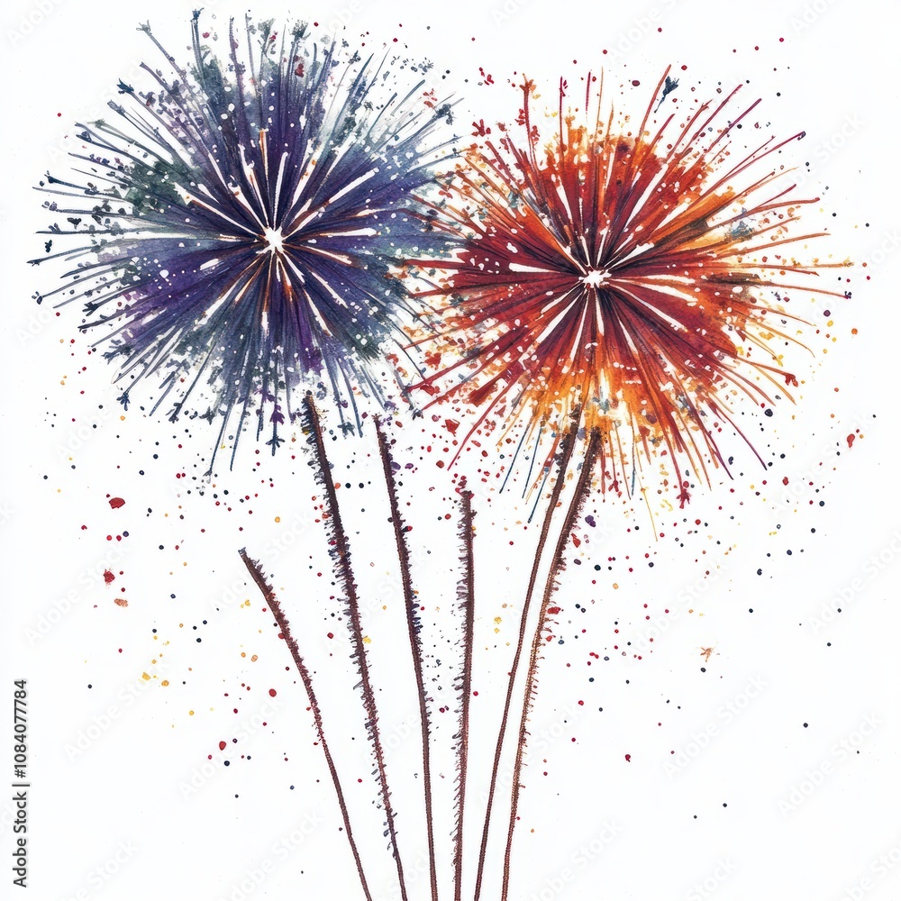 Naklejka premium fireworks on a white