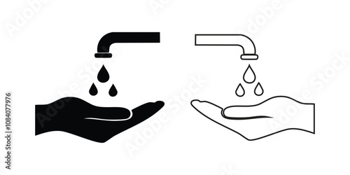 tap - vector icon, silhouette design, water tap set.