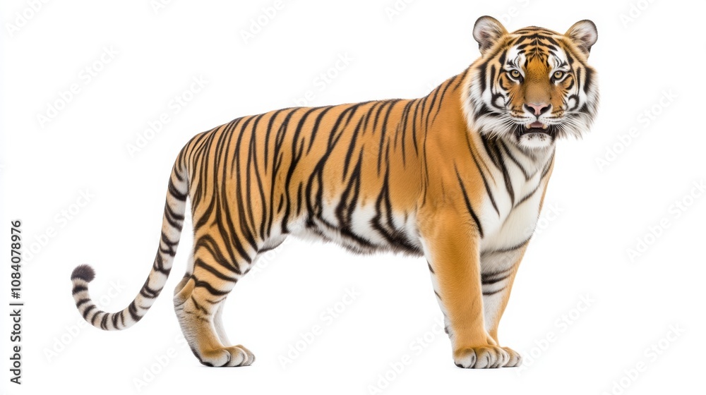 Obraz premium Majestic Tiger Standing Tall: A Powerful Wild Animal Portrait