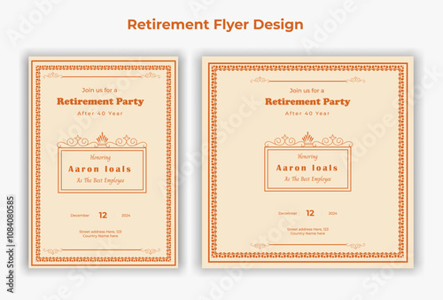 Set of retirement party invitation, square banner, Instagram story and a4 poster, vector illustration eps 10