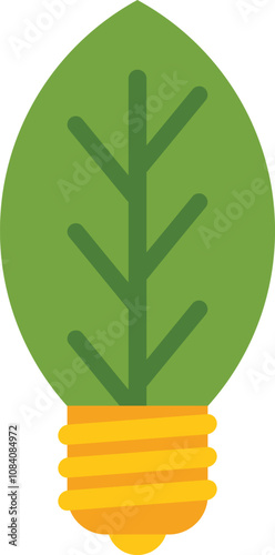 Green leaf is forming a light bulb, symbolizing eco friendly and sustainable energy solutions