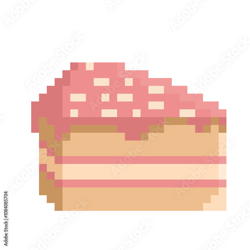 pink cake in pixel art graphics