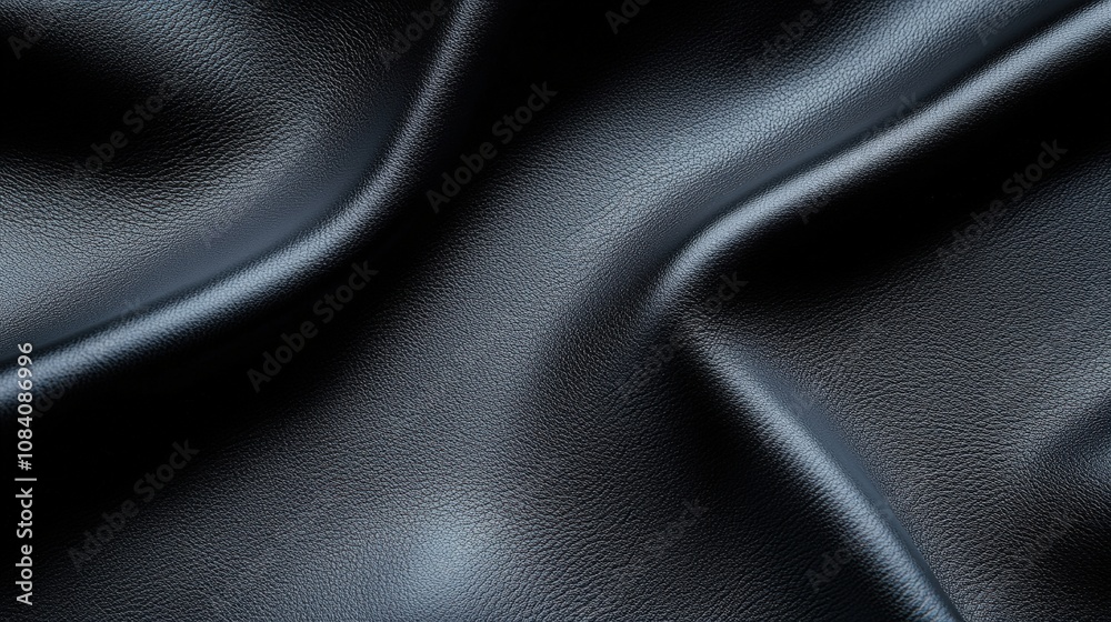 Fototapeta premium Smooth and Glossy Black Leather Texture Background for Fashion, Design, and Upholstery Projects with Subtle Patterns and Detailed Surface Finish