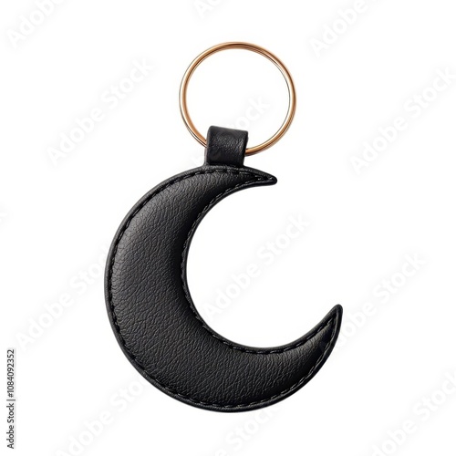 A stylish black crescent moon keychain with a golden ring, perfect for adding a touch of charm and mystique to your keys or bag.