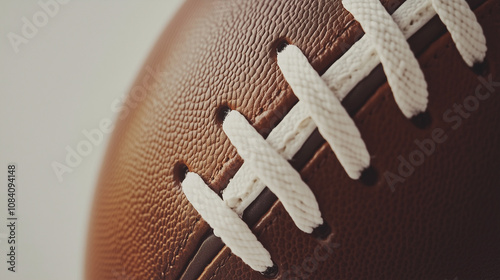 Close-up action shot of a football sports field object photography indoor environment detailed perspective athletic concept for fans