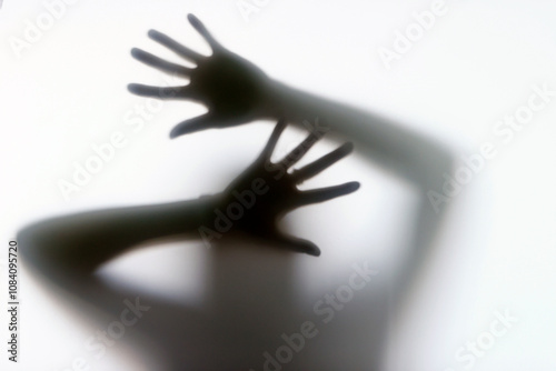 Canvas Print Silhouette of a woman behind the glass