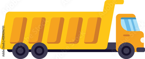 Yellow tipper truck transporting cargo on a building site