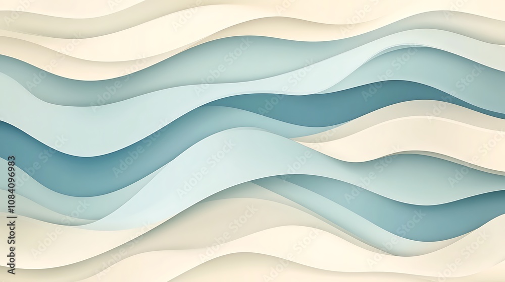 Obraz premium Abstract background with wavy lines in light blue