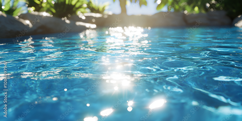 Fototapeta premium Tropical Sunlight Reflecting on Pool Water
