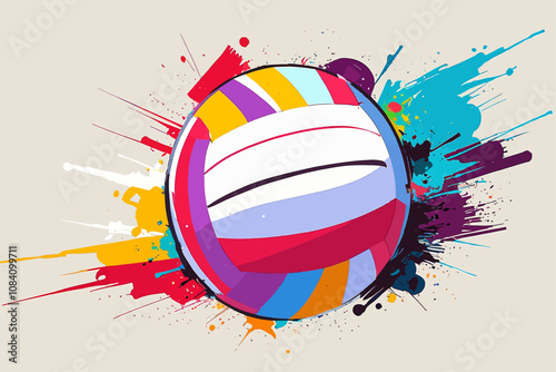  I want some stylized paintings of the volleyball