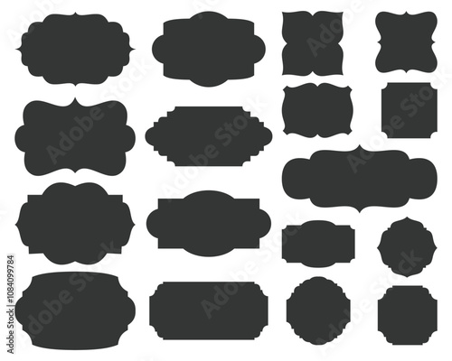 Badge shape vector military shield silhouettes. Security, football patches isolated on white background. Illustration shield shape protection, black security and football badge