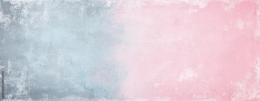 Fototapeta premium Soft pastel grunge background in blue and pink with white border, perfect for designs like invitations, cards, banners, and social media. Vintage and elegant feel, ideal for baby or wedding themes