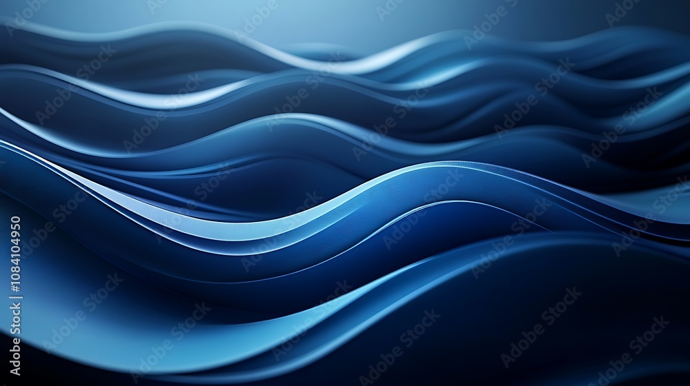 Fototapeta premium Abstract blue lines background with a wavy patter, Background line wave