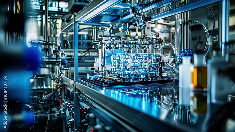 Fototapeta premium A high-tech lab environment where scientists test the effectiveness of new catalysts for artificial photosynthesis 