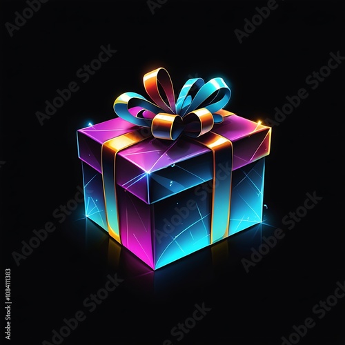 Abstract realistic Cyber Monday celebration bright effect background, cyber Monday neon text over gift on black background Cyber Monday cyber
