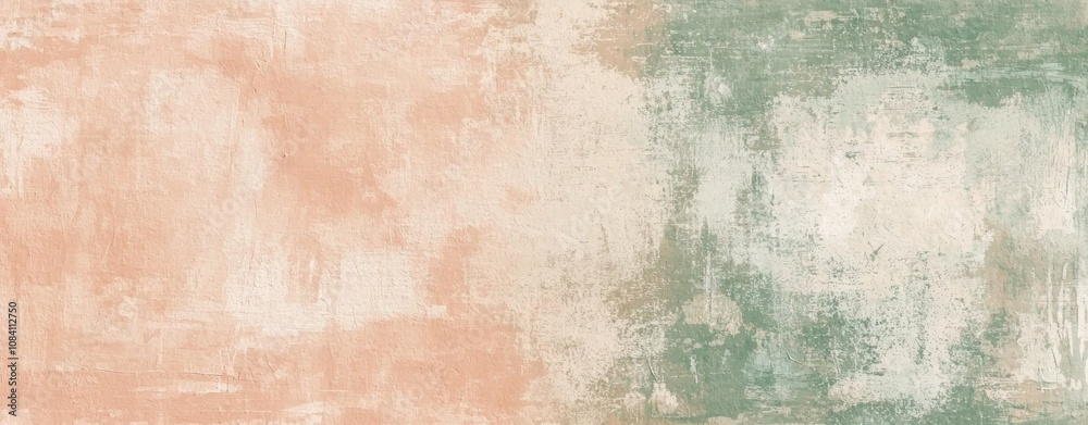 Obraz premium Peach and green hues blend seamlessly in an abstract textured background, creating a harmonious and visually appealing design with a grunge effect