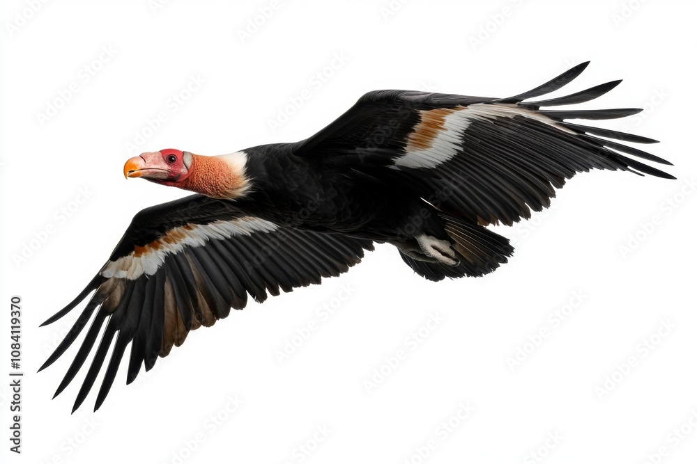 Fototapeta premium Majestic Andean Condor in Flight Against a Pristine White Background