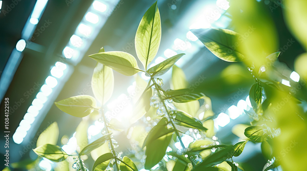 Fototapeta premium Close-up of an artificial photosynthesis installation generating hydrogen fuel from sunlight 