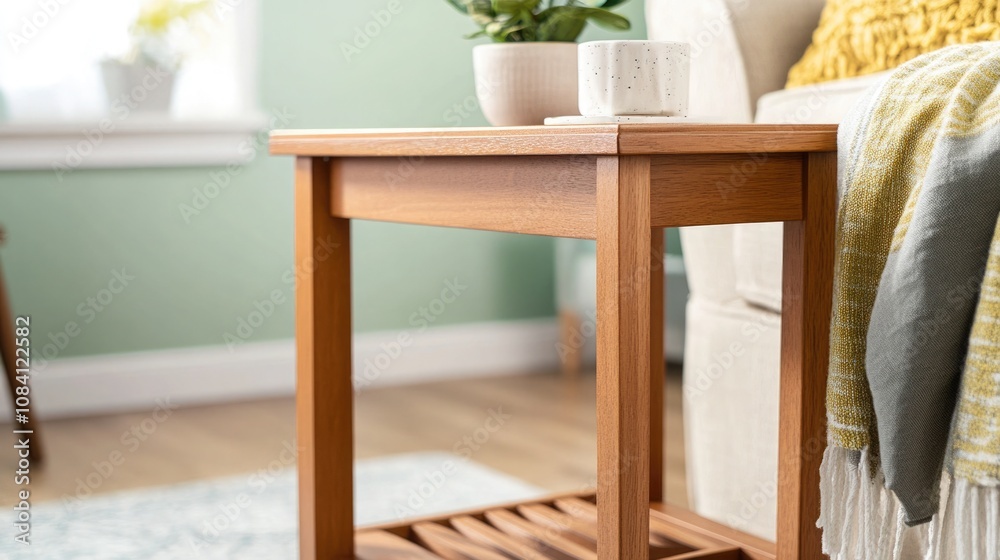 Fototapeta premium Elegant MissionStyle End Table with Oak Finish