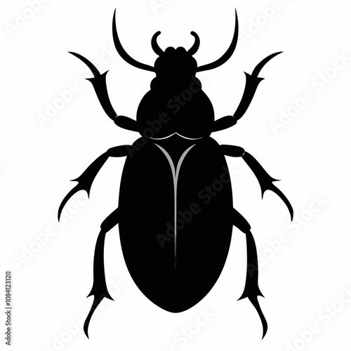 Beetle vector silhouette black on a white background