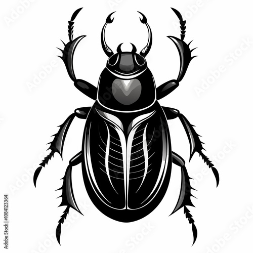 Beetle vector silhouette black on a white background