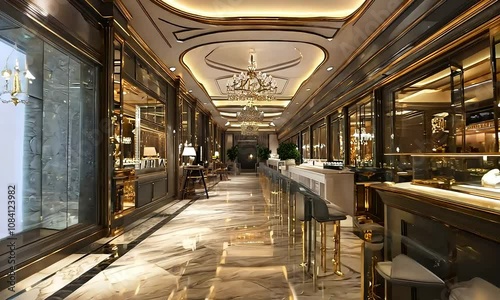 Wallpaper Mural Elegant Bar Interior: An inviting perspective of a luxury bar, showcasing meticulous design, rich materials, and warm ambiance. It's a space where refinement meets relaxation. Torontodigital.ca