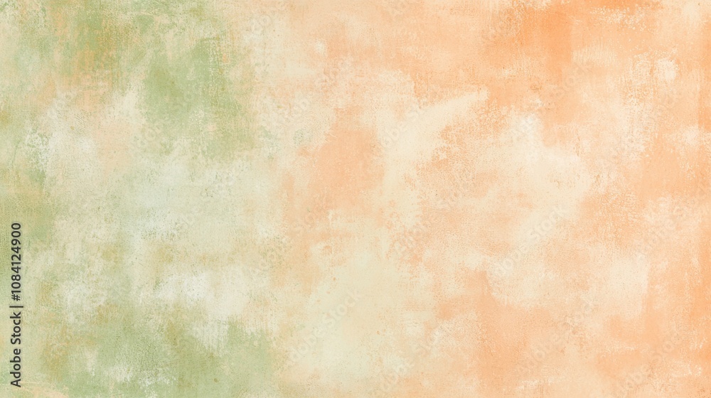 Fototapeta premium Green and orange watercolor wash creates a beautiful gradient background, perfect for adding a touch of elegance to any project