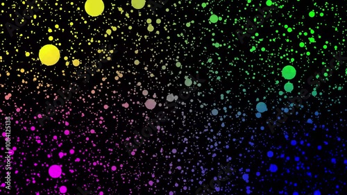 abstract glowing four colour CC ball action animation on black background.
